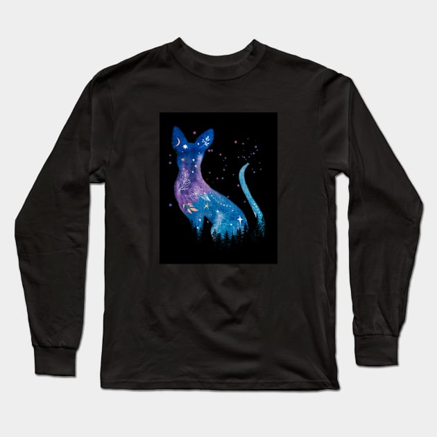 Cosmic Kitty Long Sleeve T-Shirt by Elisamakesart